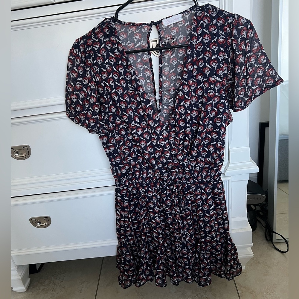 Blush Navy and Red Floral Romper